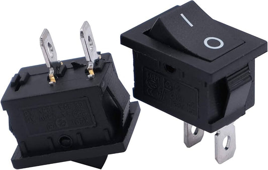 KCD1 Mini Rocker Switch ON-OFF 2-Pin Snap-in (6A 250VAC / 10A 125VAC) - Black