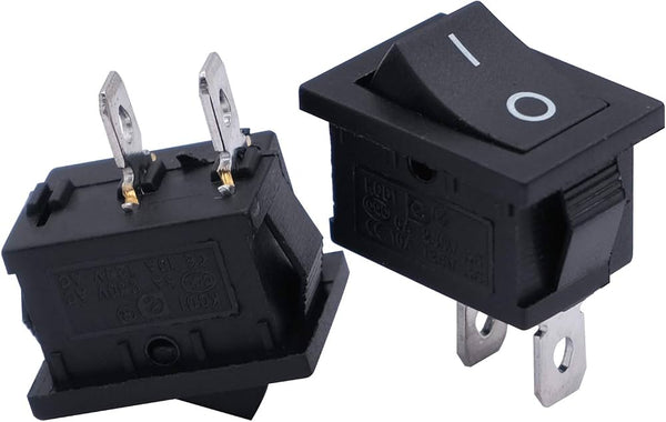 KCD1 Mini Rocker Switch ON-OFF 2-Pin Snap-in (6A 250VAC / 10A 125VAC) - Black